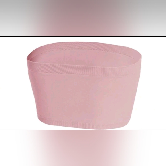 Plus Size Solid Wireless Strapless Knitted Bandeau Bra Pink - Picture 2 of 6